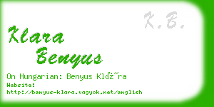 klara benyus business card